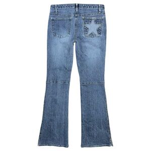 Vintage Y2K Tilt Star Pocket Flare Jeans Sz 5 / 28 Blue Denim 90s 2000s Retro